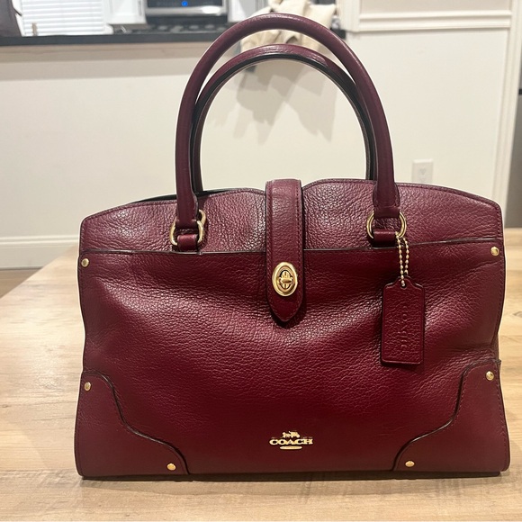Coach Maroon Leather satchel bag - Picture 1 of 10